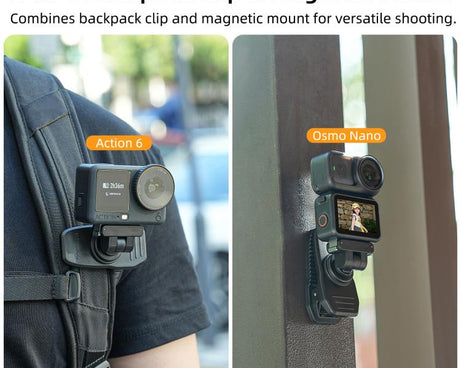 Sunnylife Magnetic Quick-Release Backpack Clip Adjustable Action Camera Clamp Vertical-Horizontal Mount for DJI Osmo Nano / Action 6, MJ-172 For DJI Osmo Nano / Action 6