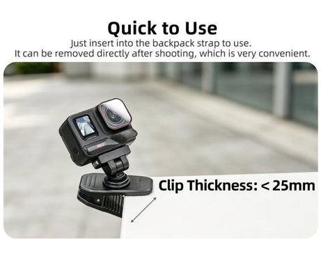 Sunnylife Magnetic Quick-Release Backpack Clip Action Camera Clamp Vertical-Horizontal Mount for Insta360 X4 Air / X5 / Ace / Ace Pro 2 / 1, For Insta360 X4 Air / X5 / Ace / Ace Pro 2 / 1