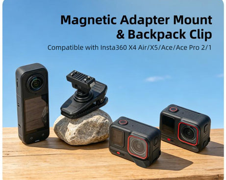 Sunnylife Magnetic Quick-Release Backpack Clip Action Camera Clamp Vertical-Horizontal Mount for Insta360 X4 Air / X5 / Ace / Ace Pro 2 / 1, For Insta360 X4 Air / X5 / Ace / Ace Pro 2 / 1