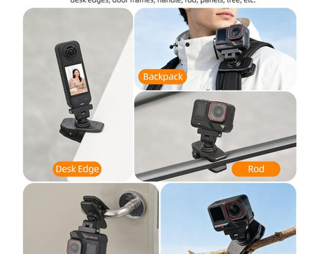 Sunnylife Magnetic Quick-Release Backpack Clip Action Camera Clamp Vertical-Horizontal Mount for Insta360 X4 Air / X5 / Ace / Ace Pro 2 / 1, For Insta360 X4 Air / X5 / Ace / Ace Pro 2 / 1