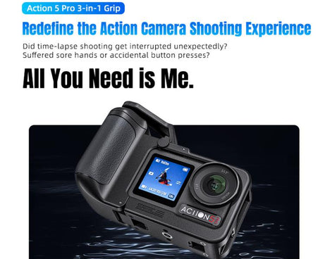 For DJI Osmo Action 5 Pro / 4 / 3 STARTRC 3 in 1 Expansion Power-Grip Street Shooting Handle Cage Kit, For DJI Osmo Action 5 Pro / 4 / 3 Power-Grip