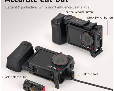 Sunnylife Street Photography Handle Ergonomic Hand Grip Quick Release Shutter Handle For DJI Action 5 Pro / 4 / 3