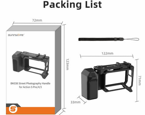 Sunnylife Street Photography Handle Ergonomic Hand Grip Quick Release Shutter Handle For DJI Action 5 Pro / 4 / 3