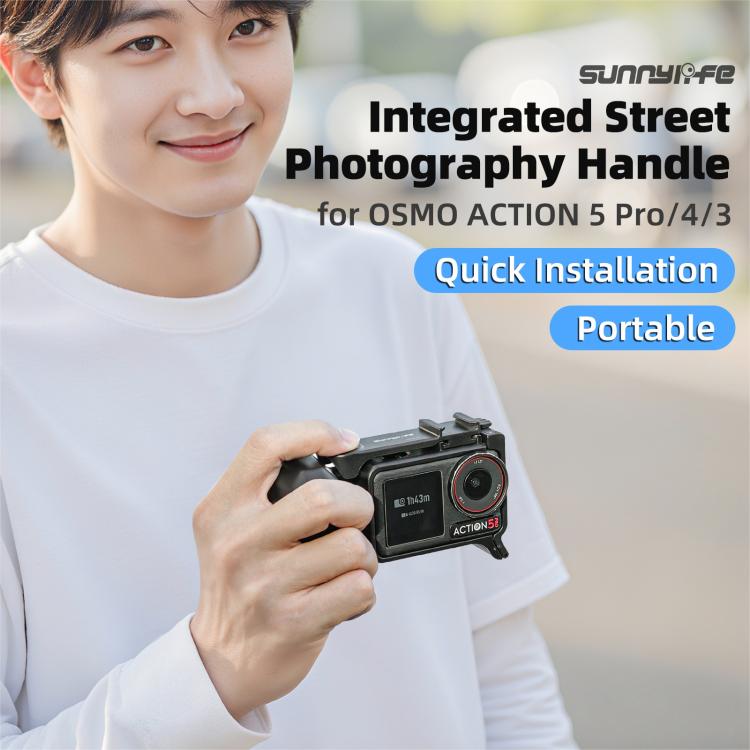 Sunnylife Street Photography Handle Ergonomic Hand Grip Quick Release Shutter Handle For DJI Action 5 Pro / 4 / 3
