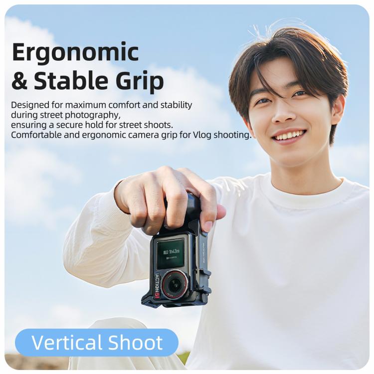 Sunnylife Street Photography Handle Ergonomic Hand Grip Quick Release Shutter Handle For DJI Action 5 Pro / 4 / 3