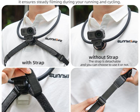 For DJI Osmo Nano / Action 6 Sunnylife Dual-Direction Magnetic Quick-Release Neck Mount Adjustable Selfie Holder with Body Strap, For DJI Osmo Nano / Action 6