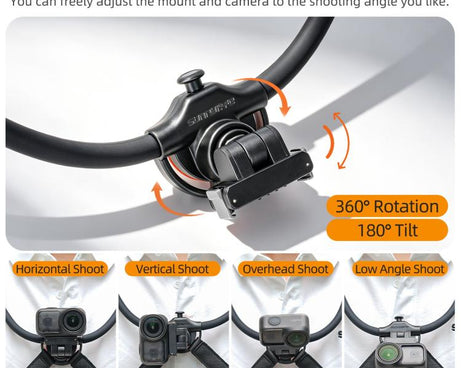 For DJI Osmo Nano / Action 6 Sunnylife Dual-Direction Magnetic Quick-Release Neck Mount Adjustable Selfie Holder with Body Strap, For DJI Osmo Nano / Action 6