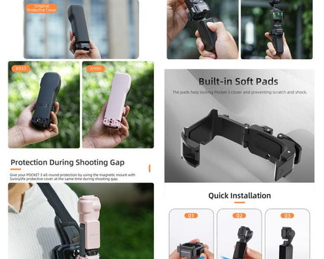 For DJI OSMO Pocket 3 Sunnylife Quick Release Adapter Mount Frame Two-Way Adapter Expansion Selfie Stick Tripod Adapter