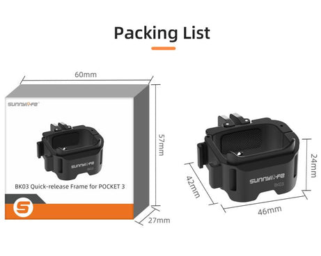 For DJI OSMO Pocket 3 Sunnylife Quick Release Adapter Mount Frame Two-Way Adapter Expansion Selfie Stick Tripod Adapter