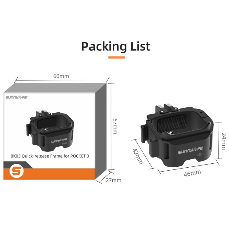 For DJI OSMO Pocket 3 Sunnylife Quick Release Adapter Mount Frame Two-Way Adapter Expansion Selfie Stick Tripod Adapter