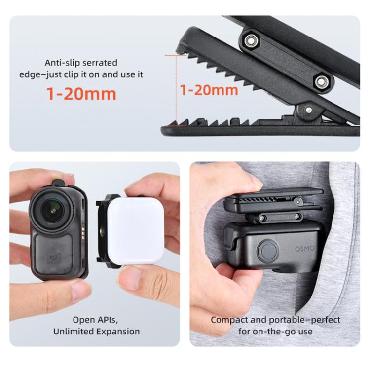 For DJI Osmo Nano STARTRC Backpack Clip Adjustable Action Camera Clamp Quick-Release Mount, Backpack Clip For DJI Osmo Nano
