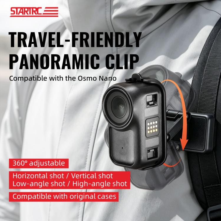 For DJI Osmo Nano STARTRC Backpack Clip Adjustable Action Camera Clamp Quick-Release Mount, Backpack Clip For DJI Osmo Nano