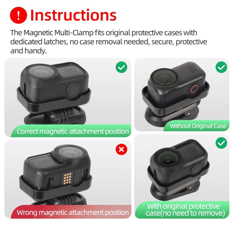 For DJI Osmo Nano Sunnylife Magnetic Backpack Clip Adjustable Action Camera Clamp Quick-Release Mount, ON-MJ244 For DJI Osmo Nano