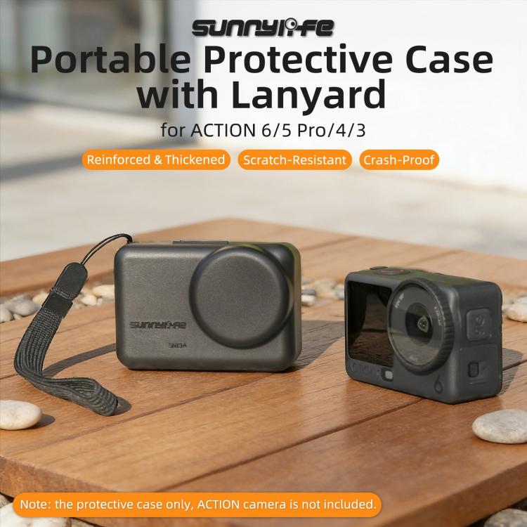 Sunnylife Portable Protective Cover Shock-proof Dust-proof Storage Box with Lanyard for DJI Osmo Action 6 / 5 Pro / 4 / 3, For DJI Osmo Action 6 / 5 Pro / 4 / 3