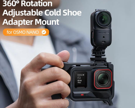 For DJI Osmo Nano 360 Rotation Adjustable Cold Shoe Vertical-Horizontal Adapter Mount Protective Frame Mounting Brackets Housing Cover, For DJI Osmo Nano