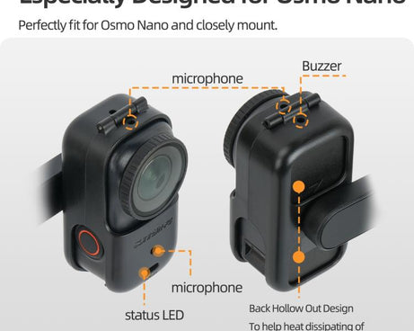 For DJI Osmo Nano 360 Rotation Adjustable Cold Shoe Vertical-Horizontal Adapter Mount Protective Frame Mounting Brackets Housing Cover, For DJI Osmo Nano