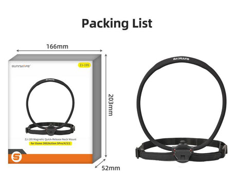 Sunnylife Magnetic POV Neck Mount Hand Free Video Vlog Neck Adjustable Selfie Holder with Body Strap For DJI Osmo 360 / Action 5 Pro / 4 / 3 / 2, For DJI Osmo 360 / Action 5 Pro / 4 / 3 / 2