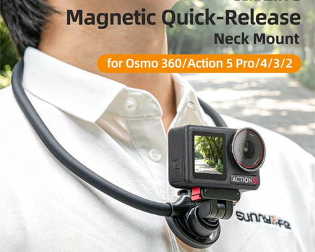 Sunnylife Magnetic POV Neck Mount Hand Free Video Vlog Neck Adjustable Selfie Holder with Body Strap For DJI Osmo 360 / Action 5 Pro / 4 / 3 / 2, For DJI Osmo 360 / Action 5 Pro / 4 / 3 / 2
