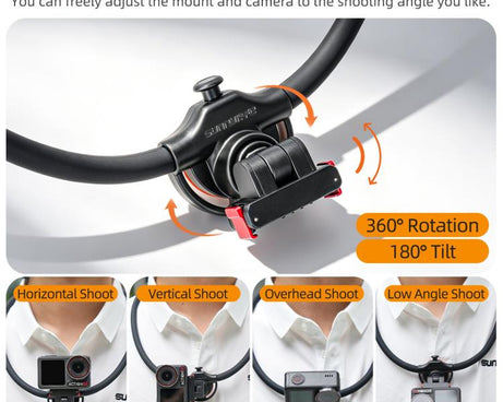 Sunnylife Magnetic POV Neck Mount Hand Free Video Vlog Neck Adjustable Selfie Holder with Body Strap For DJI Osmo 360 / Action 5 Pro / 4 / 3 / 2, For DJI Osmo 360 / Action 5 Pro / 4 / 3 / 2