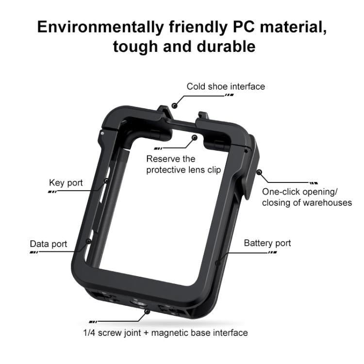 For DJI Osmo 360 PC Plastic Cage Frame with Cold Shoe