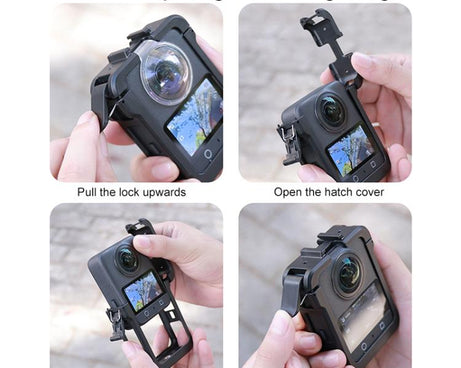 For DJI Osmo 360 PC Plastic Cage Frame with Cold Shoe