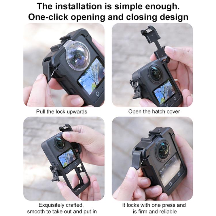 For DJI Osmo 360 PC Plastic Cage Frame with Cold Shoe