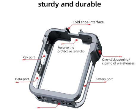 For DJI Osmo 360 Aluminum Alloy Protective Cage Expansion Frame