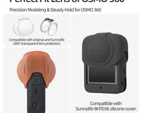 For DJI Osmo 360 Sunnylife Silicone Lens Cap Protective Cover Lens Protector