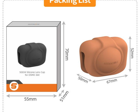 For DJI Osmo 360 Sunnylife Silicone Lens Cap Protective Cover Lens Protector