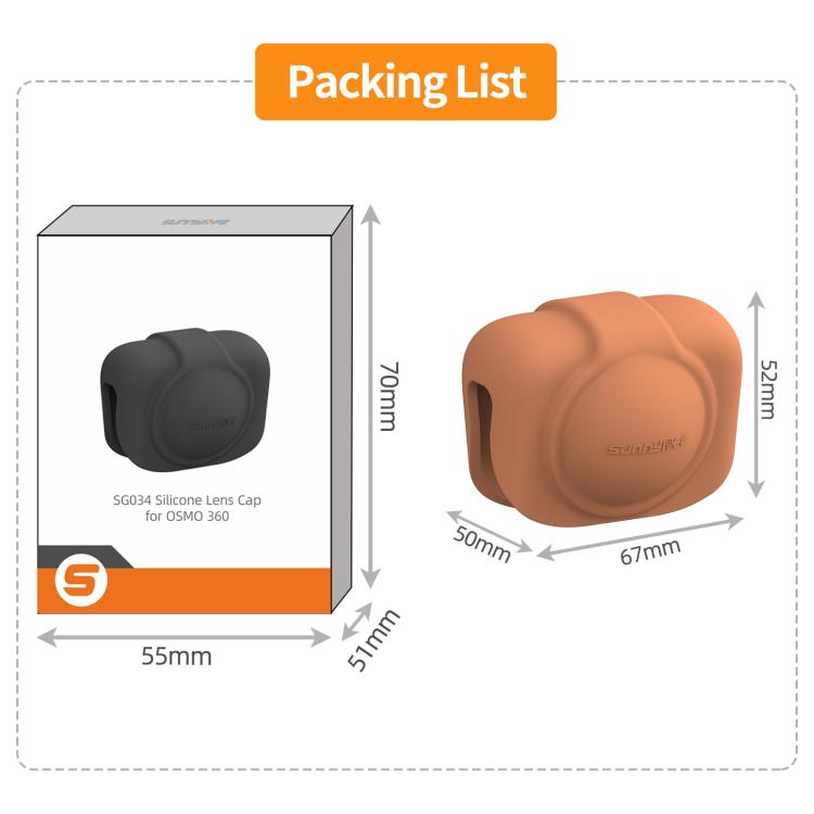 For DJI Osmo 360 Sunnylife Silicone Lens Cap Protective Cover Lens Protector