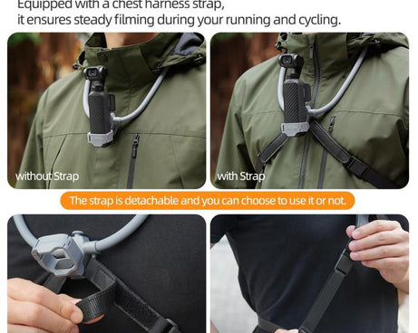 For DJI Osmo Pocket 4 / 3 Sunnylife Adjustable POV Neck Mount Hand Free Video Vlog Neck Selfie Holder with Body Strap