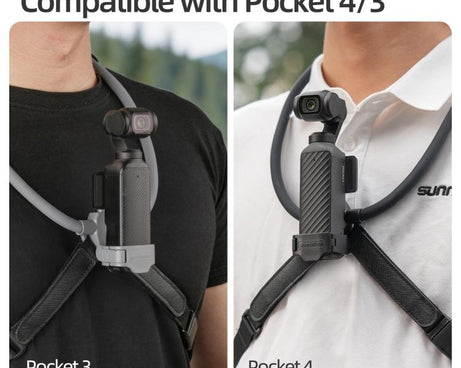 For DJI Osmo Pocket 4 / 3 Sunnylife Adjustable POV Neck Mount Hand Free Video Vlog Neck Selfie Holder with Body Strap