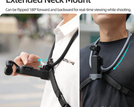 For DJI Osmo Pocket 4 / 3 Sunnylife Adjustable POV Neck Mount Hand Free Video Vlog Neck Selfie Holder with Body Strap