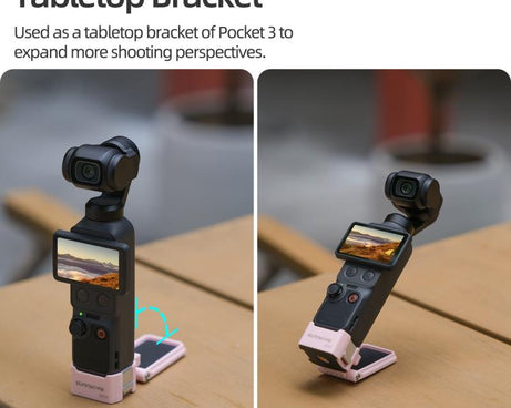 For DJI Osmo Pocket 4 / 3 Sunnylife Quick-Release Magnetic Mount Tabletop Base Plastic Bracket Angles Adjustable Stand, OP4-ZJ153