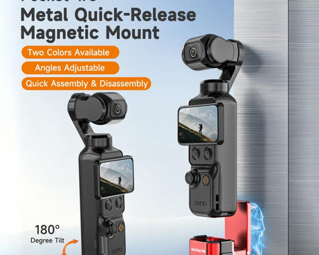 For DJI Osmo Pocket 4 / 3 Sunnylife Metal Quick-Release Magnetic Mount Tabletop Base Bracket Angles Adjustable Stand, OP4-ZJ154