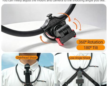 Sunnylife Magnetic POV Neck Mount Hand Free Video Vlog Neck Adjustable Selfie Holder with Body Strap For DJI Osmo Pocket 4P / 4 / 3, For DJI Osmo Pocket 4P / 4 / 3