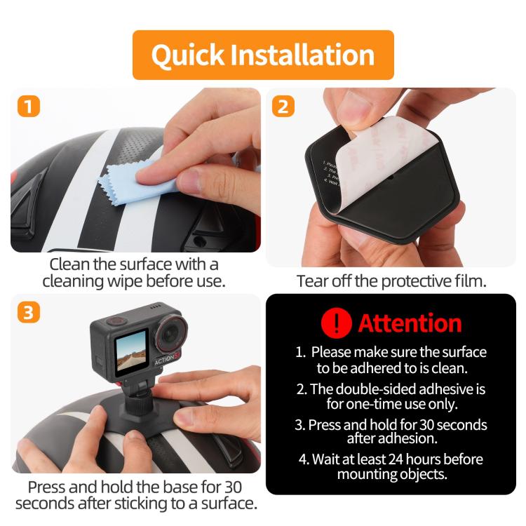 Sunnylife Magnetic Flexible Adhesive Helmet Mount Base Quick-Release Action Camera Holder For DJI Osmo 360 / Action 5 Pro / 4 / 3 / 2, For DJI Osmo 360 / Action 5 Pro / 4 / 3 / 2