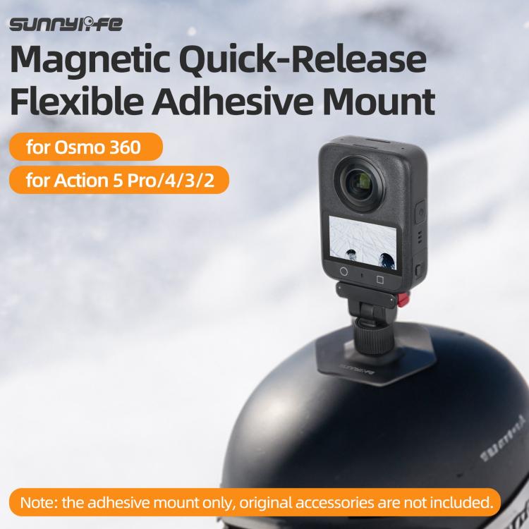 Sunnylife Magnetic Flexible Adhesive Helmet Mount Base Quick-Release Action Camera Holder For DJI Osmo 360 / Action 5 Pro / 4 / 3 / 2, For DJI Osmo 360 / Action 5 Pro / 4 / 3 / 2