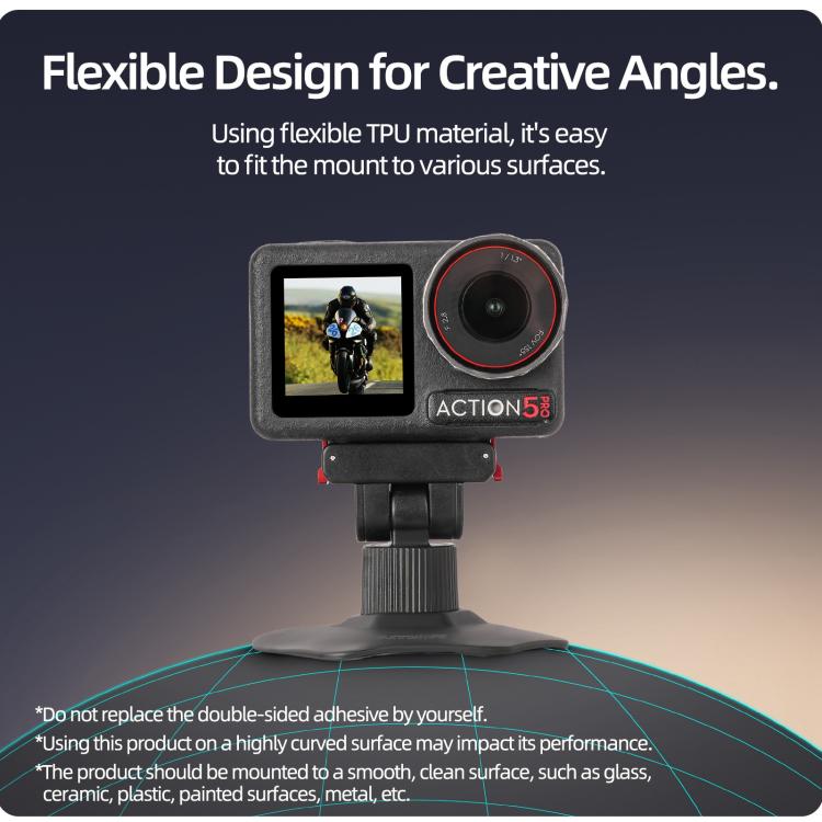 Sunnylife Magnetic Flexible Adhesive Helmet Mount Base Quick-Release Action Camera Holder For DJI Osmo 360 / Action 5 Pro / 4 / 3 / 2, For DJI Osmo 360 / Action 5 Pro / 4 / 3 / 2