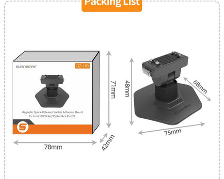 Sunnylife Magnetic Flexible Adhesive Helmet Mount Base Quick-Release Action Camera Holder For Insta360 X4 Air / X5 / Ace / Ace Pro 2 / 1, For Insta360 X4 Air / X5 / Ace / Ace Pro 2 / 1