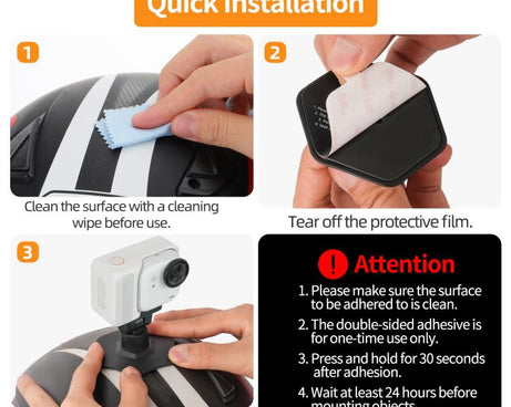 For Insta360 GO Ultra Sunnylife Magnetic Flexible Adhesive Helmet Mount Base Quick-Release Action Camera Holder, For Insta360 GO Ultra