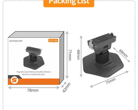 For Insta360 GO Ultra Sunnylife Magnetic Flexible Adhesive Helmet Mount Base Quick-Release Action Camera Holder, For Insta360 GO Ultra