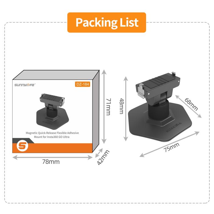 For Insta360 GO Ultra Sunnylife Magnetic Flexible Adhesive Helmet Mount Base Quick-Release Action Camera Holder, For Insta360 GO Ultra