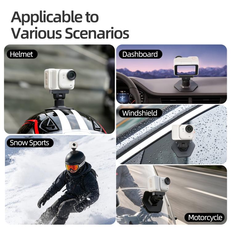 For Insta360 GO Ultra Sunnylife Magnetic Flexible Adhesive Helmet Mount Base Quick-Release Action Camera Holder, For Insta360 GO Ultra