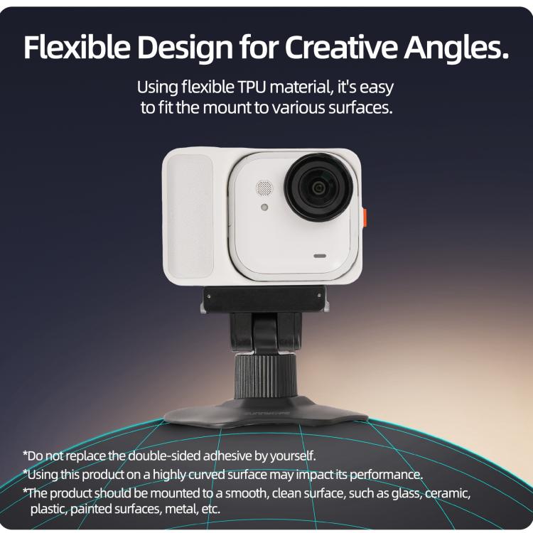 For Insta360 GO Ultra Sunnylife Magnetic Flexible Adhesive Helmet Mount Base Quick-Release Action Camera Holder, For Insta360 GO Ultra