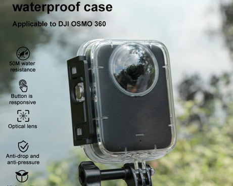 For DJI Osmo 360 50m Depth Waterproof Housing Case with Lens Silicone Cap, For DJI Osmo 360