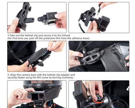 STARTRC Helmet Chin Mount Clip For GoPro, Insta360, DJI and Other Action Cameras