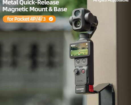 For DJI Osmo Pocket 4P / 4 / 3 Sunnylife Metal Quick-Release Magnetic Mount Tabletop Base Bracket Angles Adjustable Stand, OP4-ZJ259