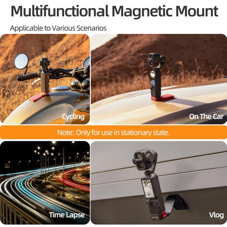 For DJI Osmo Pocket 4P / 4 / 3 Sunnylife Metal Quick-Release Magnetic Mount Tabletop Base Bracket Angles Adjustable Stand, OP4-ZJ259