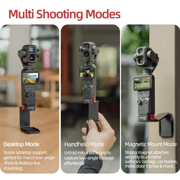 For DJI Osmo Pocket 4P / 4 / 3 Sunnylife Metal Quick-Release Magnetic Mount Tabletop Base Bracket Angles Adjustable Stand, OP4-ZJ259